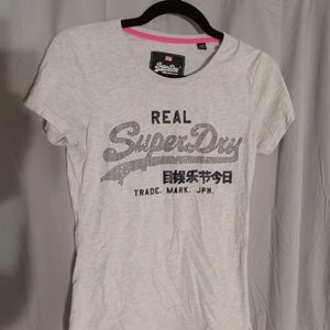 Grey Heather Studded Superdry T-Shirt S